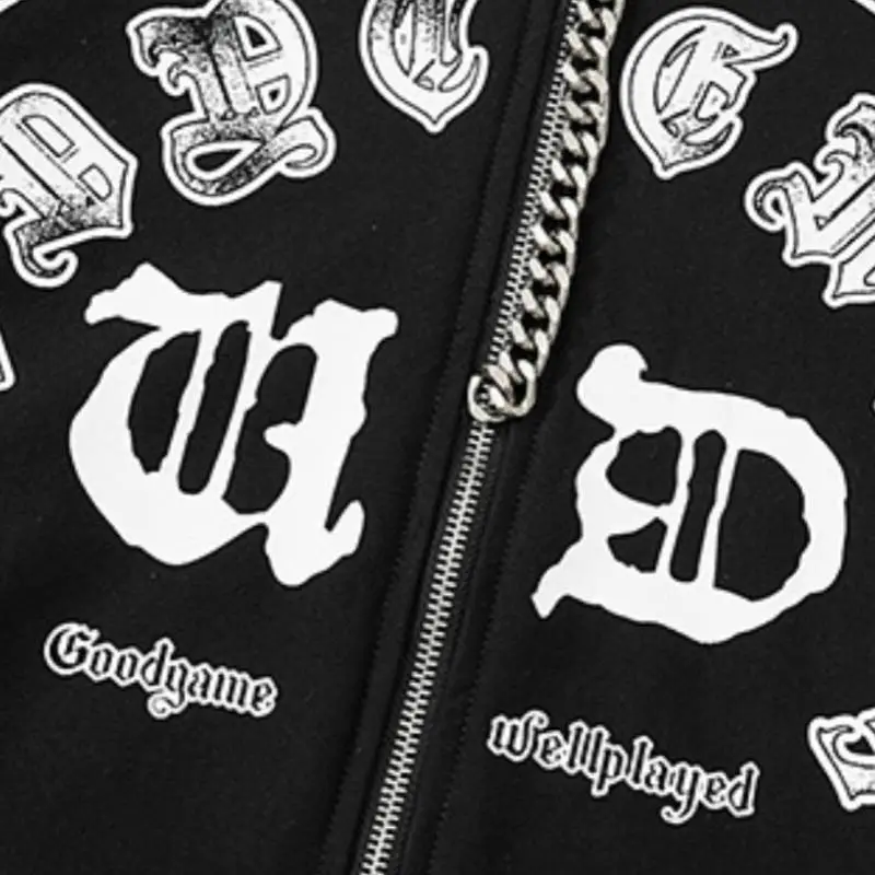 Stitching Printed Zipper Jacket Sweatshirt-6