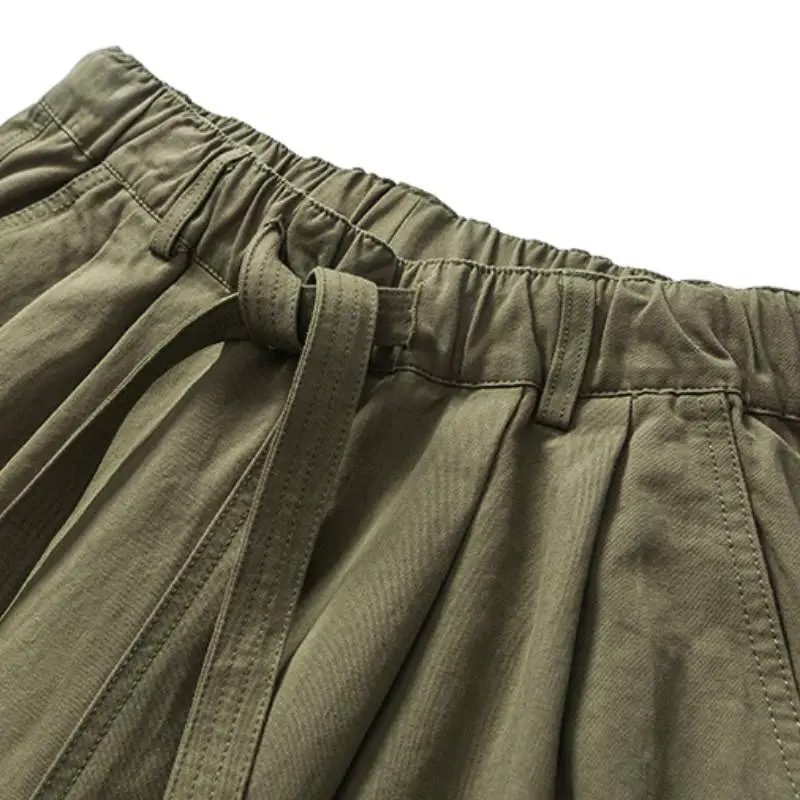 Solid Color Drawstring Casual Pants-5
