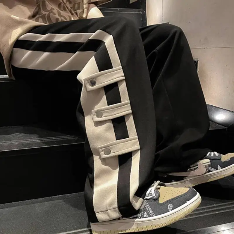 Trendy Brand Stitching Contrast Pants-3