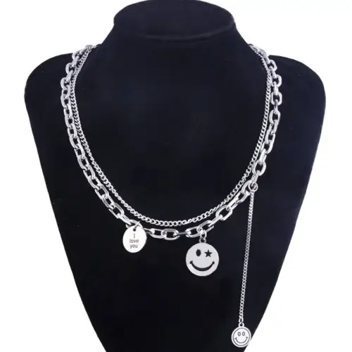 Double-Layer Smiley Face Necklace