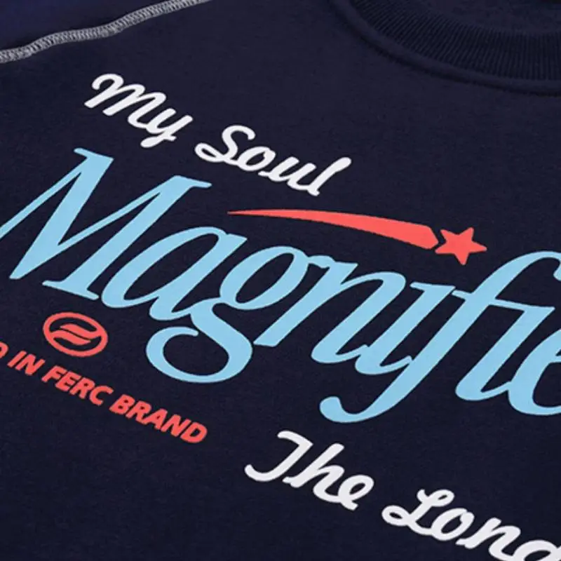 Raglan Sleeve Letter Design Color Splicing and Velvet Crewneck Sweatshirt-5