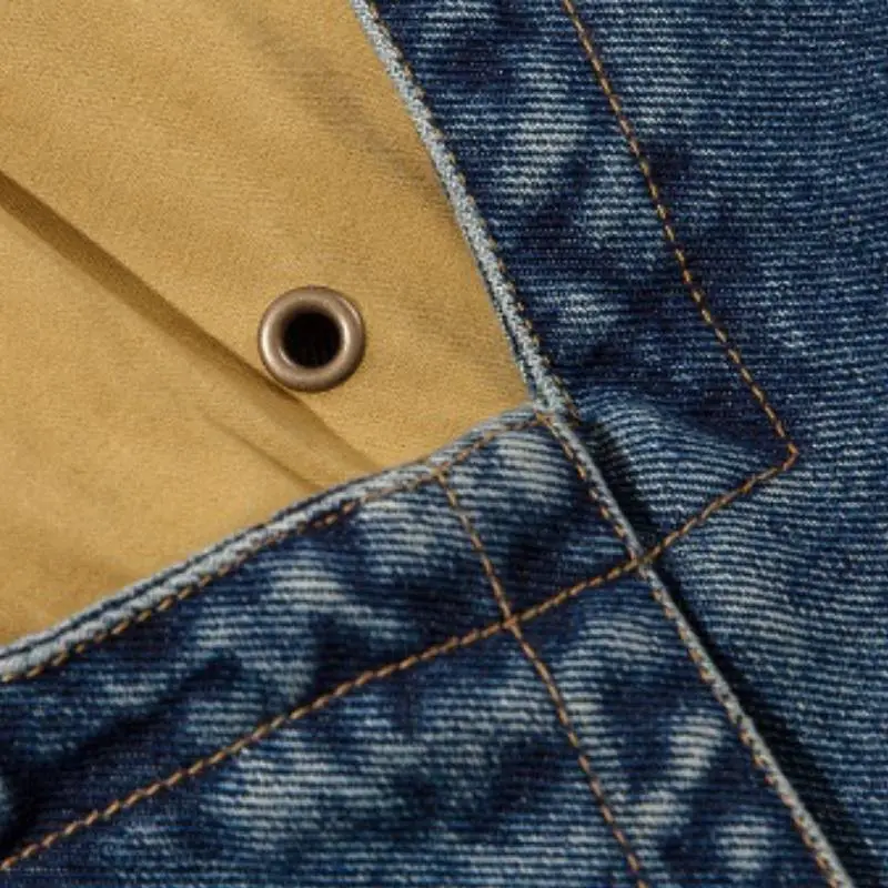Patchwork Contrast Washed Jeans-4