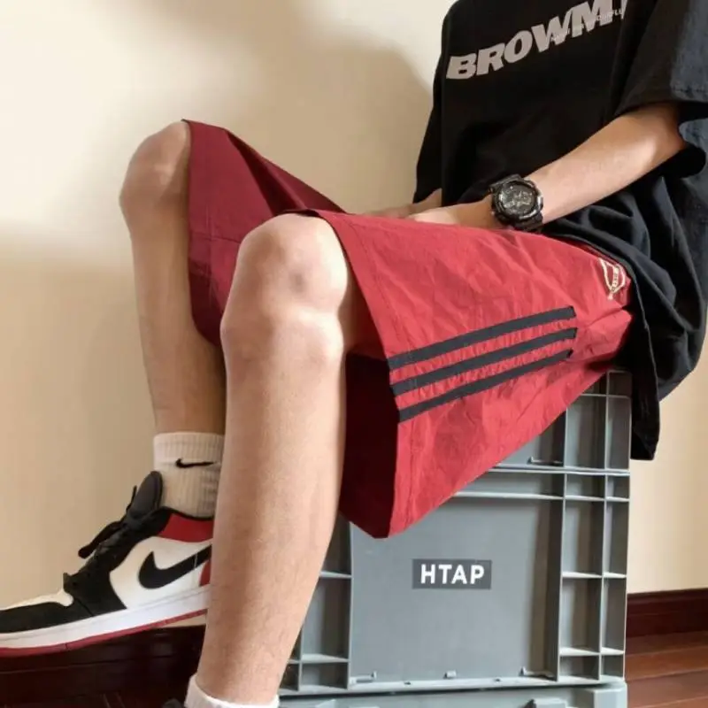 Quick Drying Retro Casual Sports Shorts with Striped Design-7
