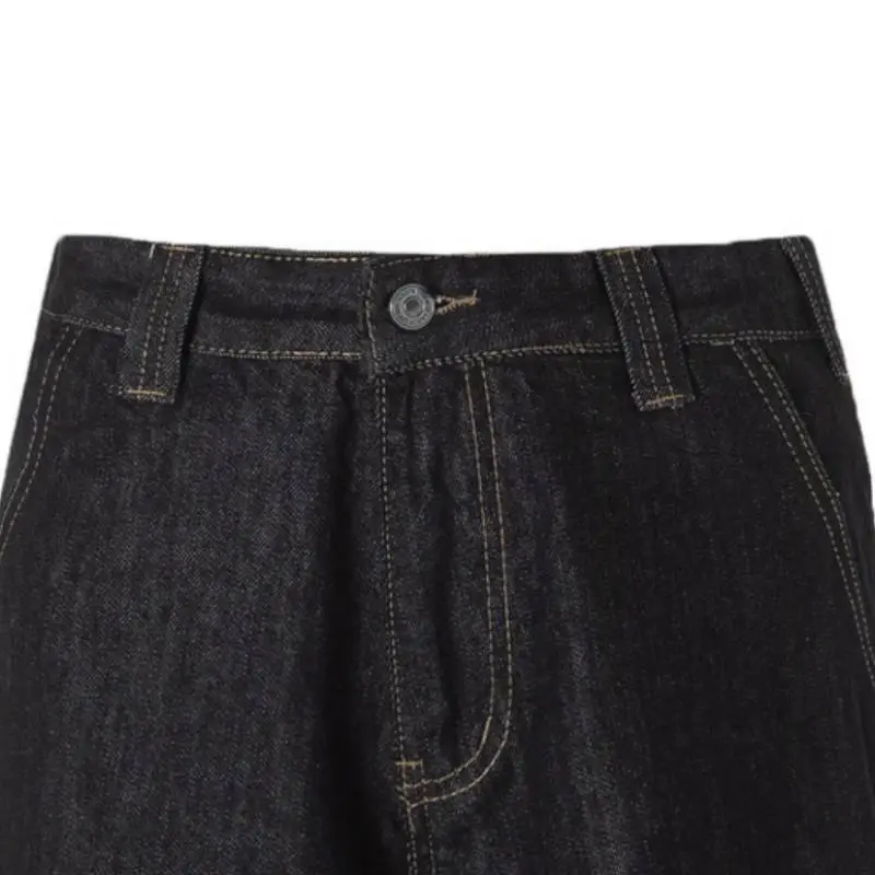 Black Wide Leg Street Loose Straight Pants-4