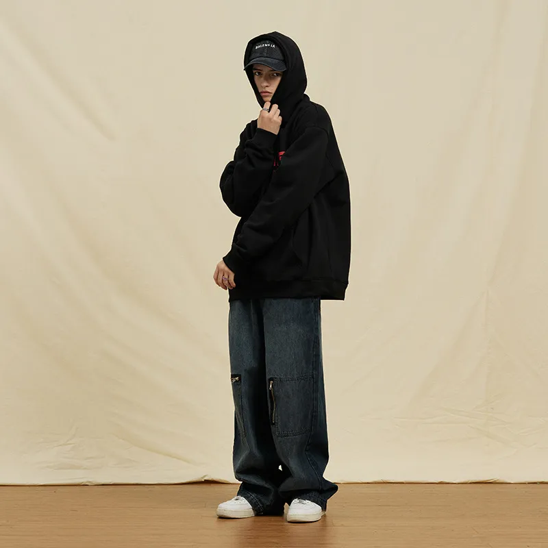 Fleece lined Base Letter Logo Printing Hoodie-2