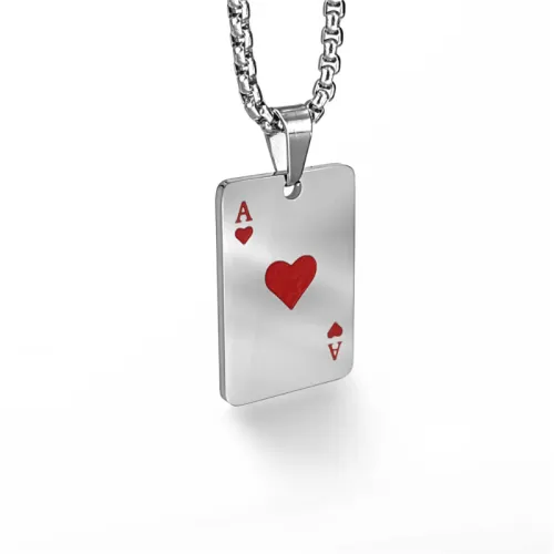 Trendy and Versatile Stainless Steel Personality Poker Pendant