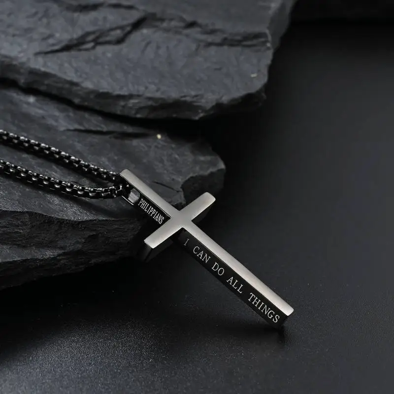 Titanium Steel Simple Cross Necklace-2