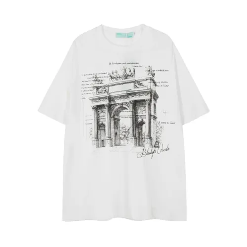 Irregular Architectural Printed Short-sleeved T-shirt