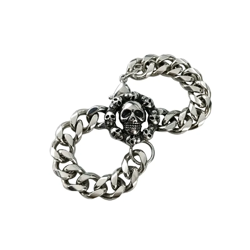 Domineering Skull Halloween Retro Punk Hip hop Bracelet-4
