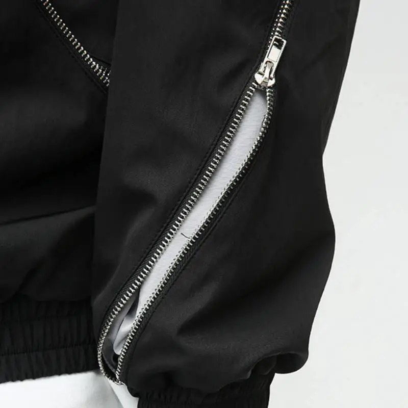 New Arrival Multiple Zippers Stand Up Collar Loose Casual Jacket-3