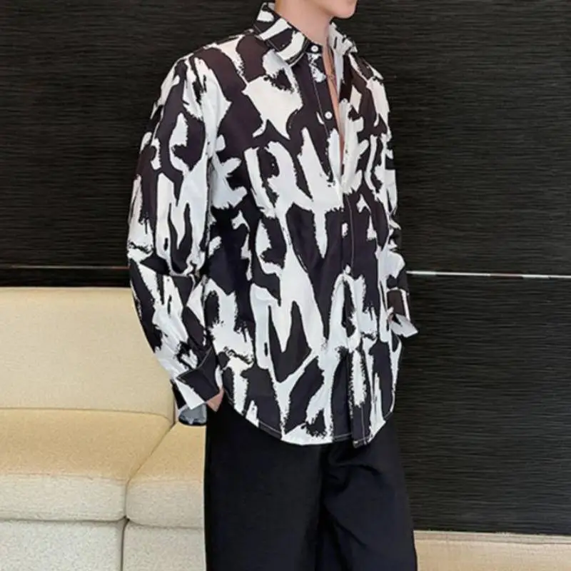 Casual Letter Loose Four Way Stretch Fabric Shirt-2