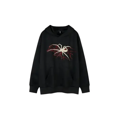 Trendy High Street Spider Rhinestone Neutral Fleece Hoodie