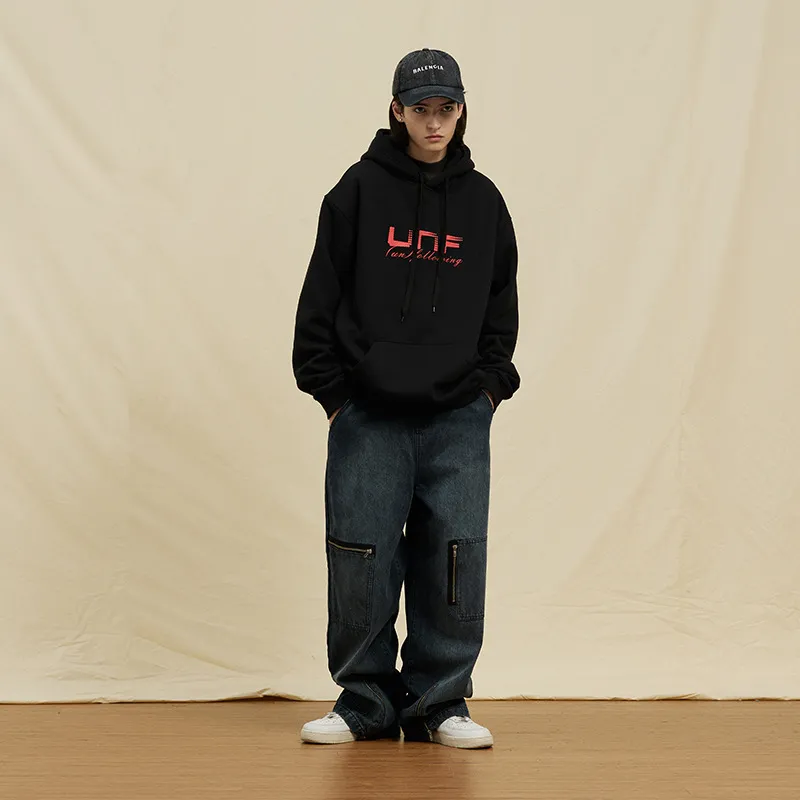 Fleece lined Base Letter Logo Printing Hoodie-1