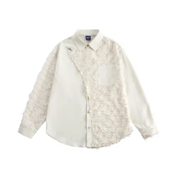 Jacquard Hair Slant Placket Stitching Shirt
