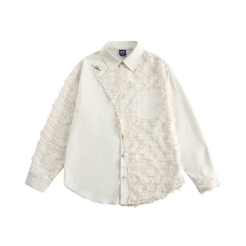 Jacquard Hair Slant Placket Stitching Shirt