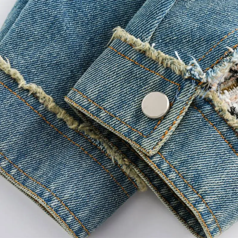Retro Niche Patchwork Denim Versatile Jacket-3