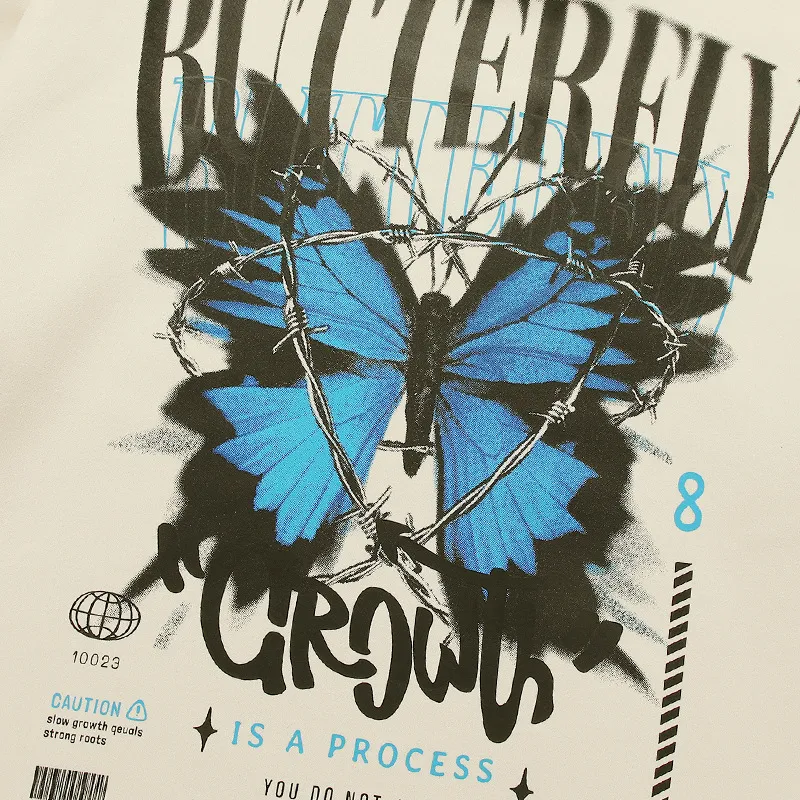 Butterfly Print Round Neck Sweatshirt-3