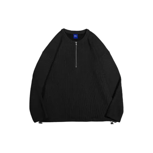 Collarless Zip Up Sweatshirt