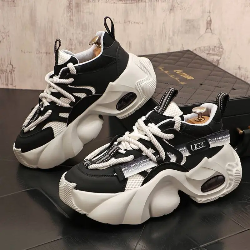 Low Top Mesh Breathable Thick Soled Casual Shoes-9