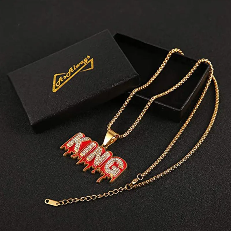 Hip Hop King Letter Pendant Necklace-3