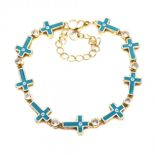 Hip Hop Cross Devil Eye Zircon Bracelet Cubac