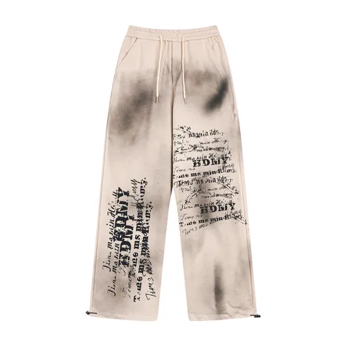 High Street Vintage Distressed Spray Color Letter Printed Casual Pants