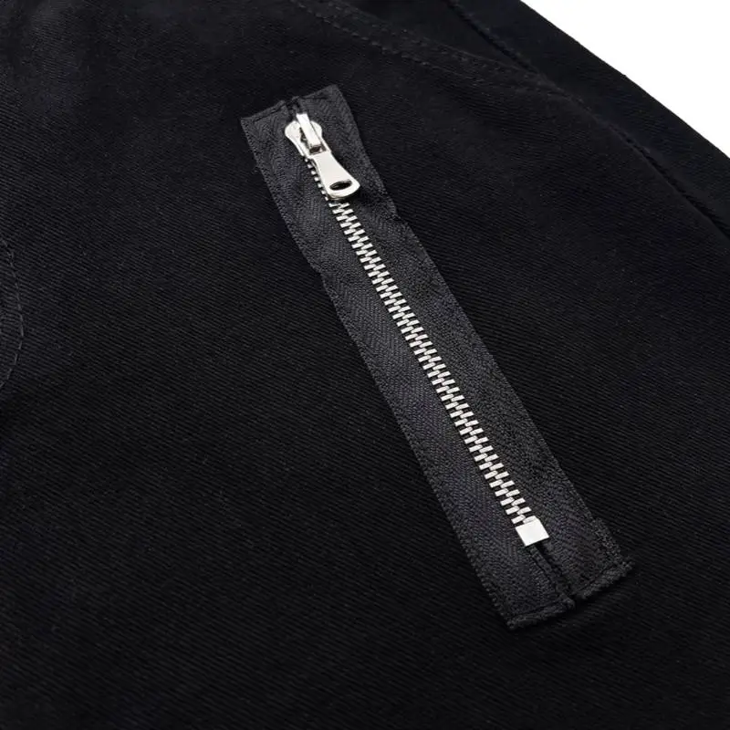 High Street Dark Niche National Tide Zipper Design Pants-2